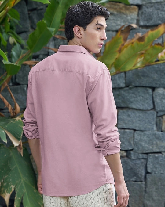 ZLIFORNIA Premium Blush Pink Linen Cotton Casual Shirt